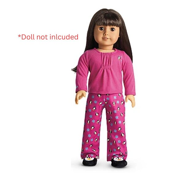 American Girl Penguin Winter Pajama Matching Set | Girls Sz L + Doll Outfit - Picture 7 of 9